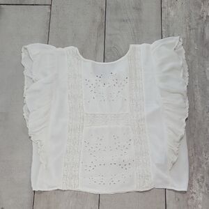 American Eagle Outfitters White Embellished Sleeveless Blouse  Size Med #37